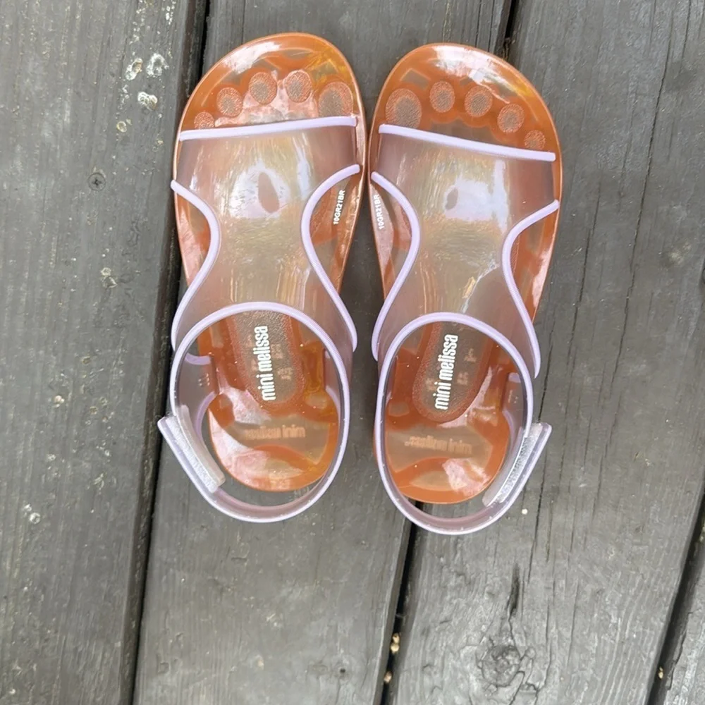 Mini Melissa Purple and Orange Jelly Girls Sandals size 3
